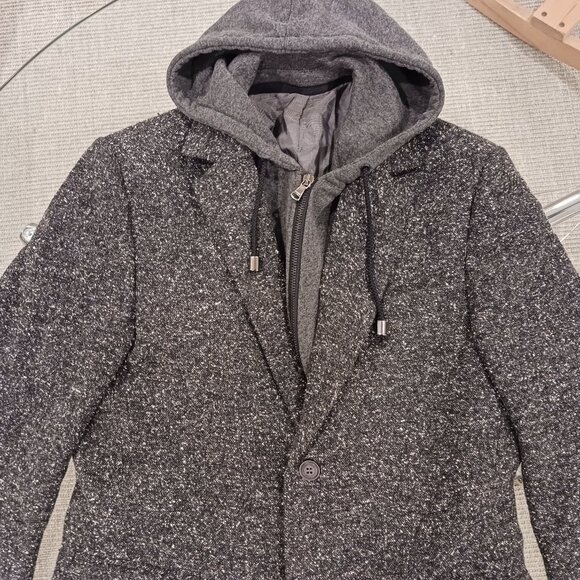 Nwot tag daniele alessandrini blazer with detachable vest hoodie size 46 - Picture 2 of 4